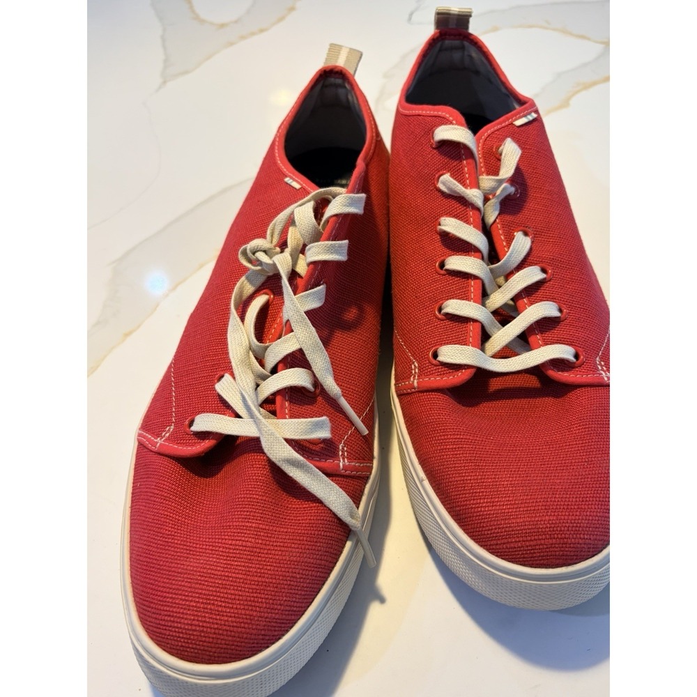 TOMS TRVL LITE Mens Size 14 Red Canvas Lace Up Low Top Sneakers